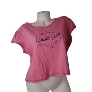MODA INTERNATIONAL London Jeans Pink Cropped Boxy T Shirt Size XL